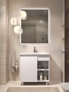 Тумба под раковину напольная Vigo Milos 318 80 см поставляется в разобранном виде белый